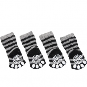 Flamingo Socks Sockies 4бр. Black & Grey – комплект чорапи за домашни любимци, 4 броя, черно и сиво